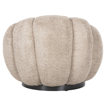 GRYMM SWIVEL ARMCHAIR BEIGE BROWN BOUCLE BLACK METAL BASE 95x92x68