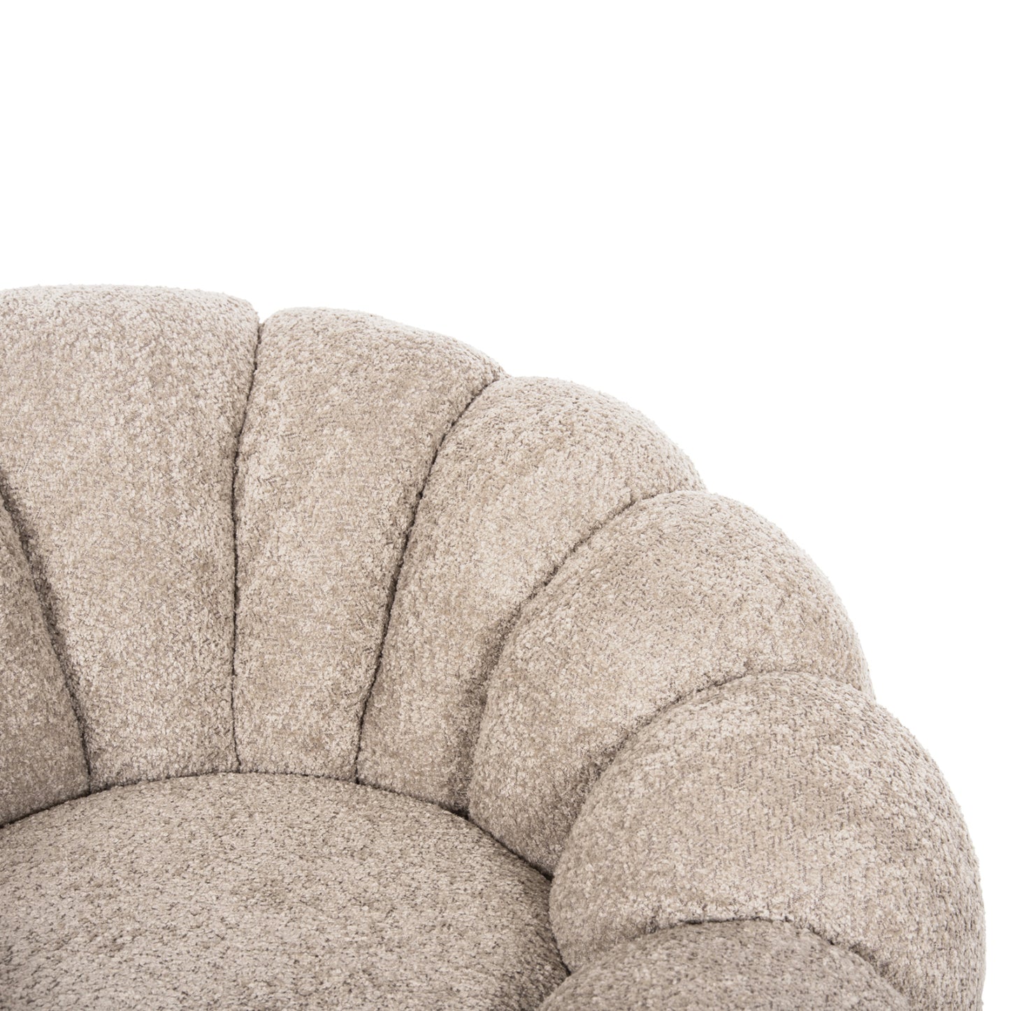 GRYMM SWIVEL ARMCHAIR BEIGE BROWN BOUCLE BLACK METAL BASE 95x92x68