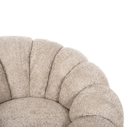 GRYMM SWIVEL ARMCHAIR BEIGE BROWN BOUCLE BLACK METAL BASE 95x92x68