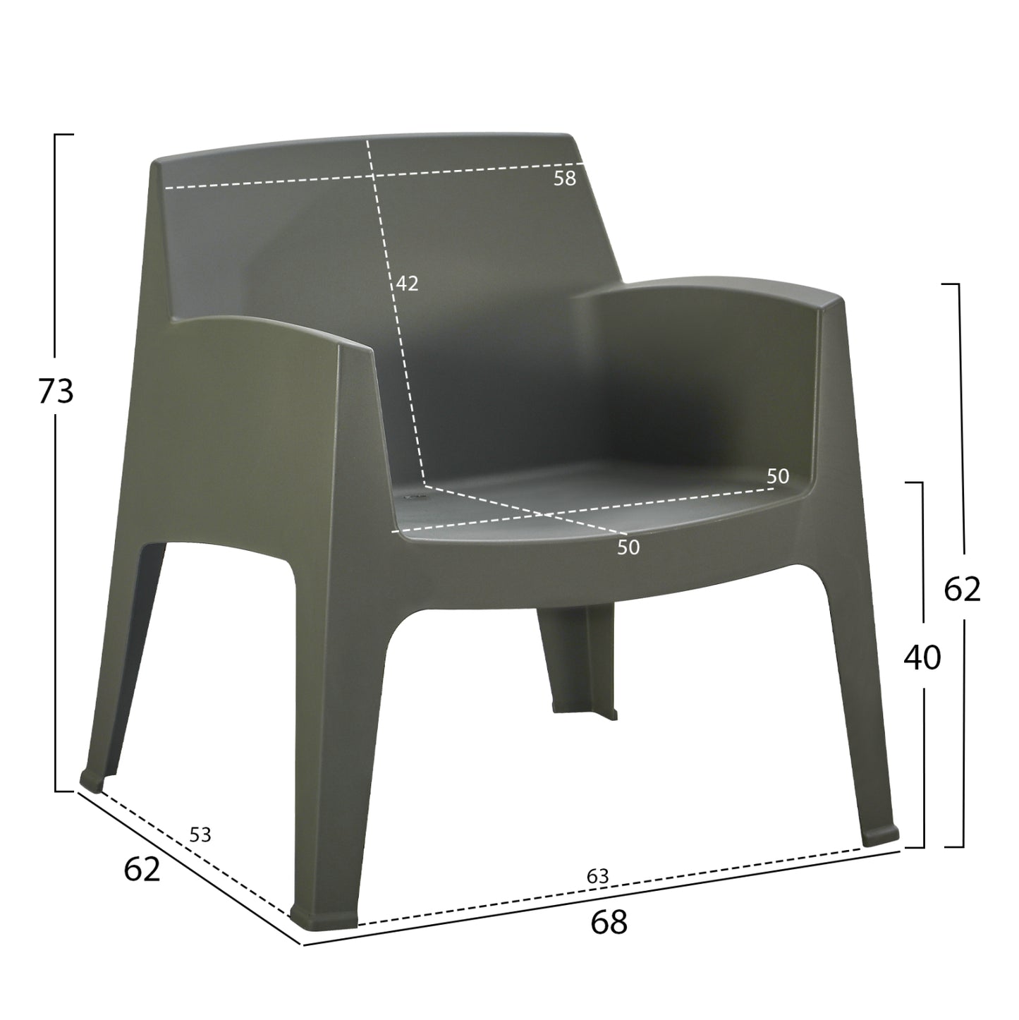 ΠΟΛΥΘΡΟΝΑ ΠΟΛΥΠΡΟΠΥΛΕΝΙΟΥ LOUNGE SLEEK DARK OLIVE GREEN 62x68x73