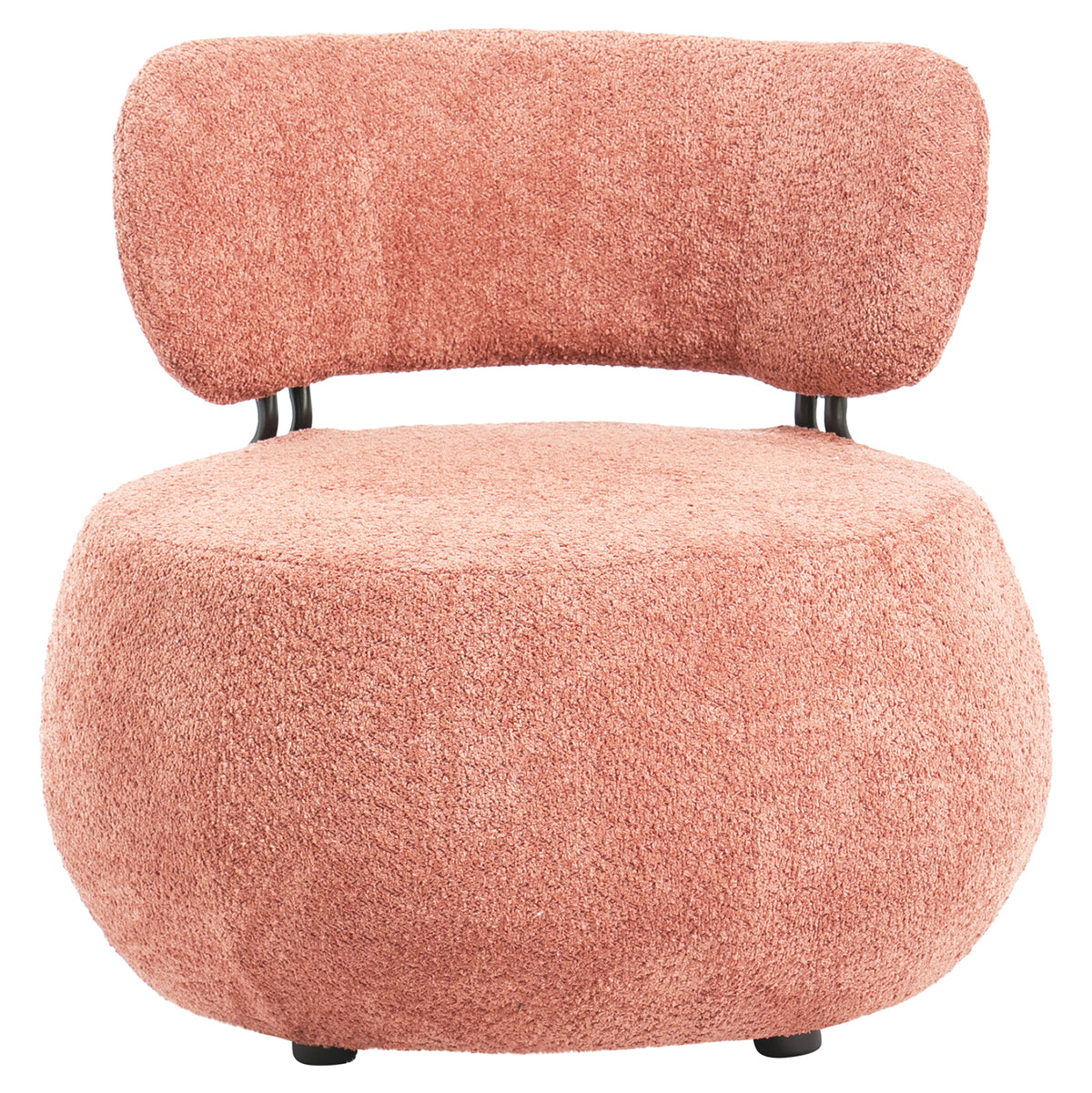KARSEN ROUND ARMCHAIR PINK BOUCLE FABRIC 75x75x75