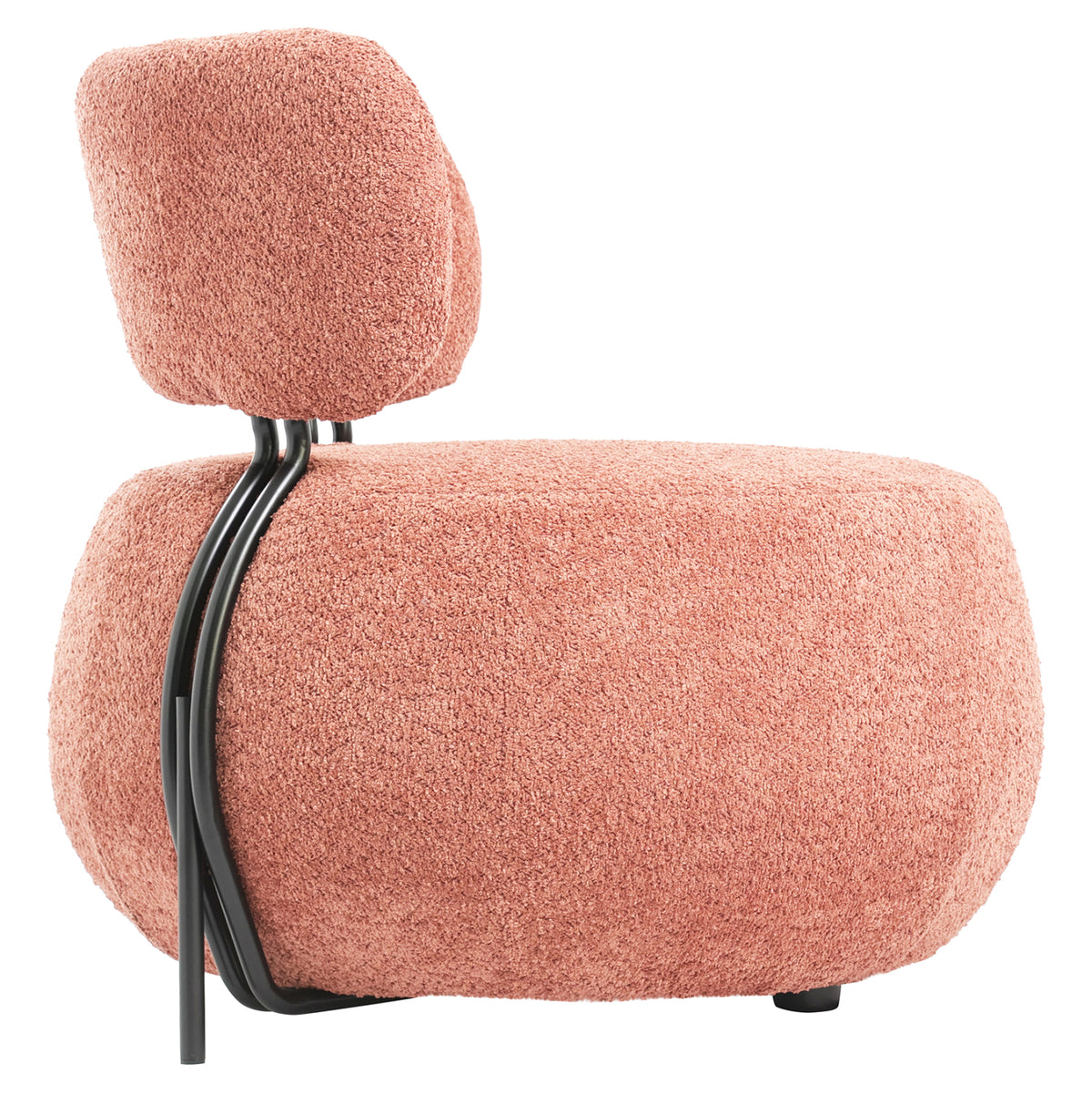 KARSEN ROUND ARMCHAIR PINK BOUCLE FABRIC 75x75x75