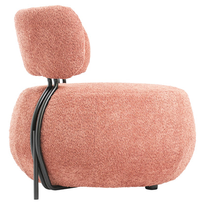 KARSEN ROUND ARMCHAIR PINK BOUCLE FABRIC 75x75x75