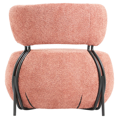 KARSEN ROUND ARMCHAIR PINK BOUCLE FABRIC 75x75x75