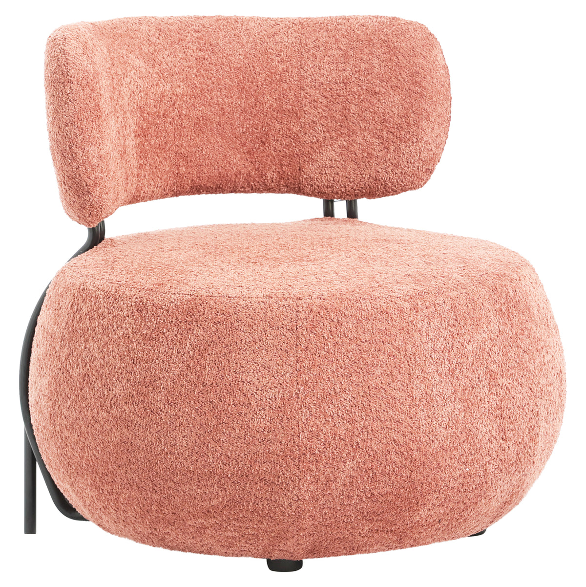 KARSEN ROUND ARMCHAIR PINK BOUCLE FABRIC 75x75x75