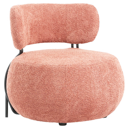 KARSEN ROUND ARMCHAIR PINK BOUCLE FABRIC 75x75x75