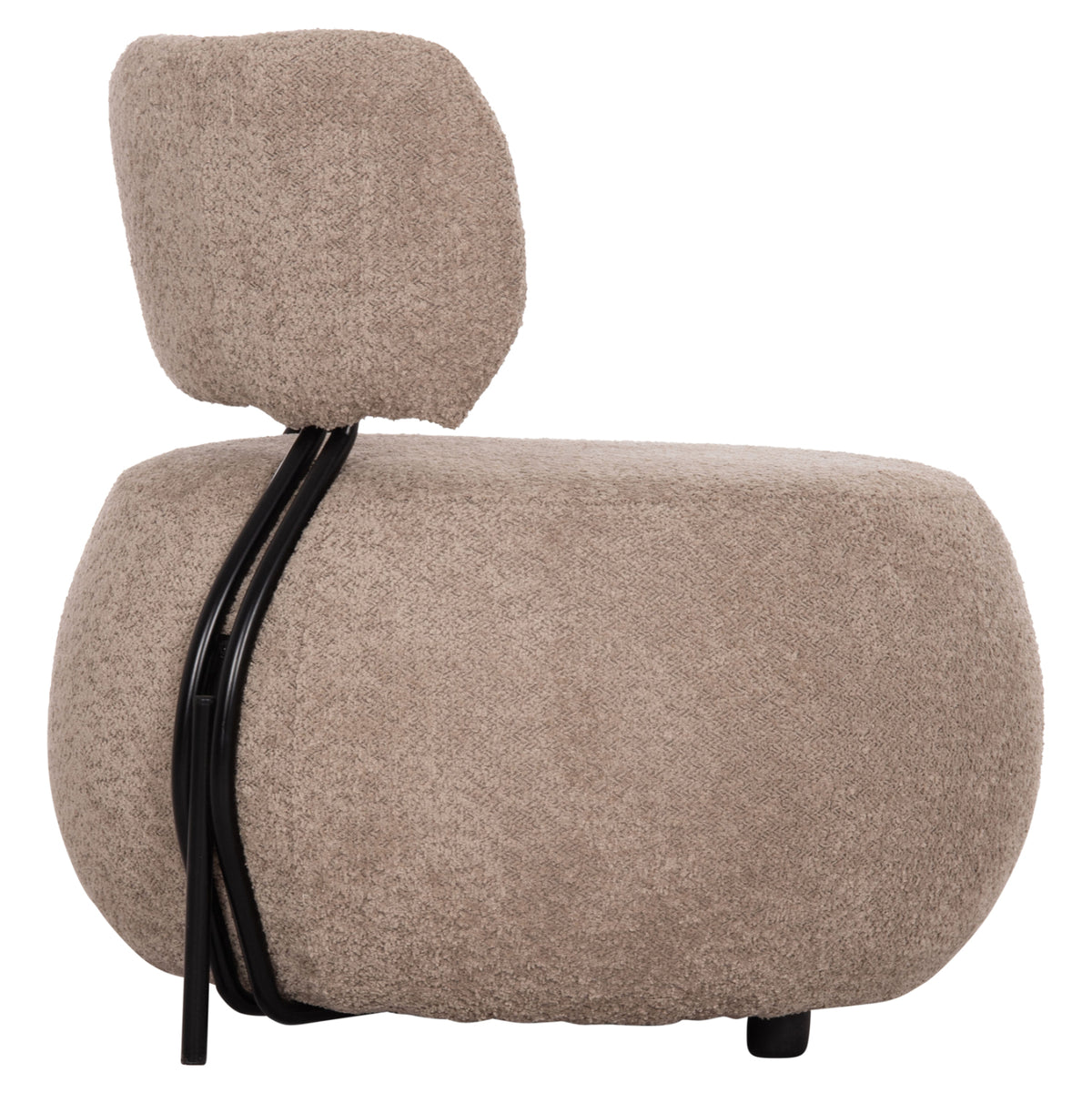 KARSEN ROUND ARMCHAIR DARK BEIGE BOUCLE FABRIC 79x82x74