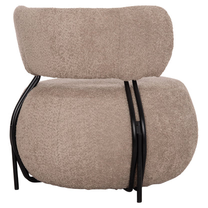 KARSEN ROUND ARMCHAIR DARK BEIGE BOUCLE FABRIC 79x82x74