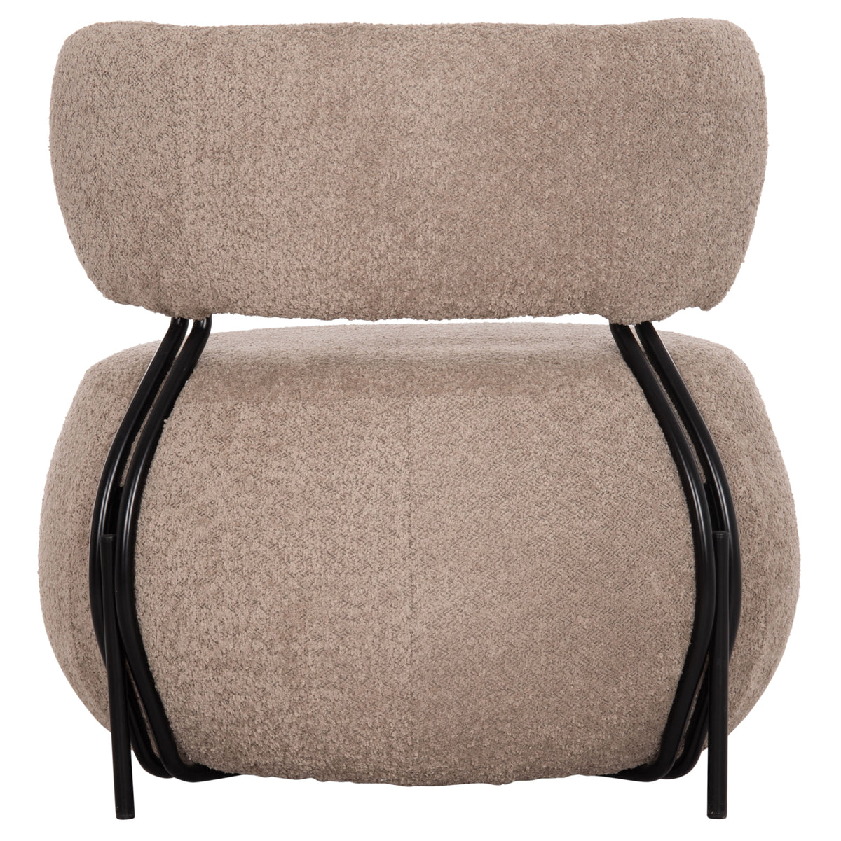 KARSEN ROUND ARMCHAIR DARK BEIGE BOUCLE FABRIC 79x82x74