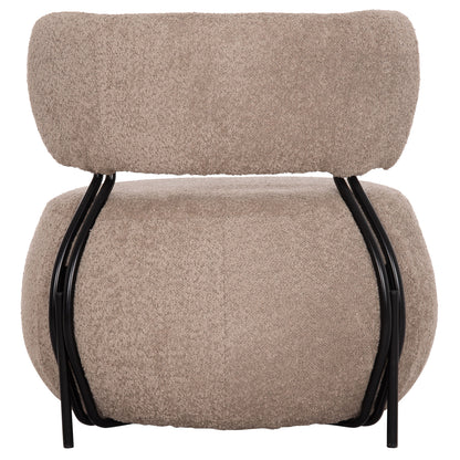 KARSEN ROUND ARMCHAIR DARK BEIGE BOUCLE FABRIC 79x82x74