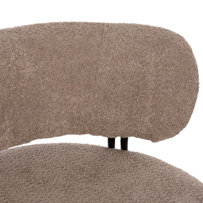 KARSEN ROUND ARMCHAIR DARK BEIGE BOUCLE FABRIC 79x82x74