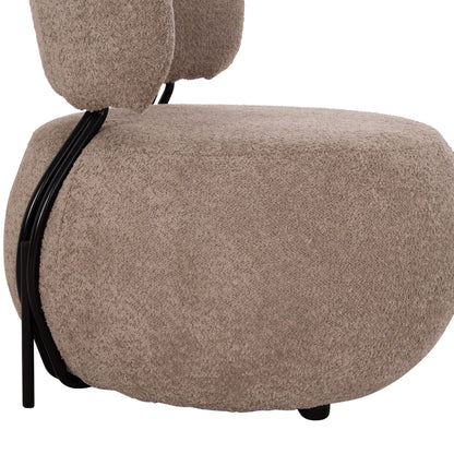 KARSEN ROUND ARMCHAIR DARK BEIGE BOUCLE FABRIC 79x82x74