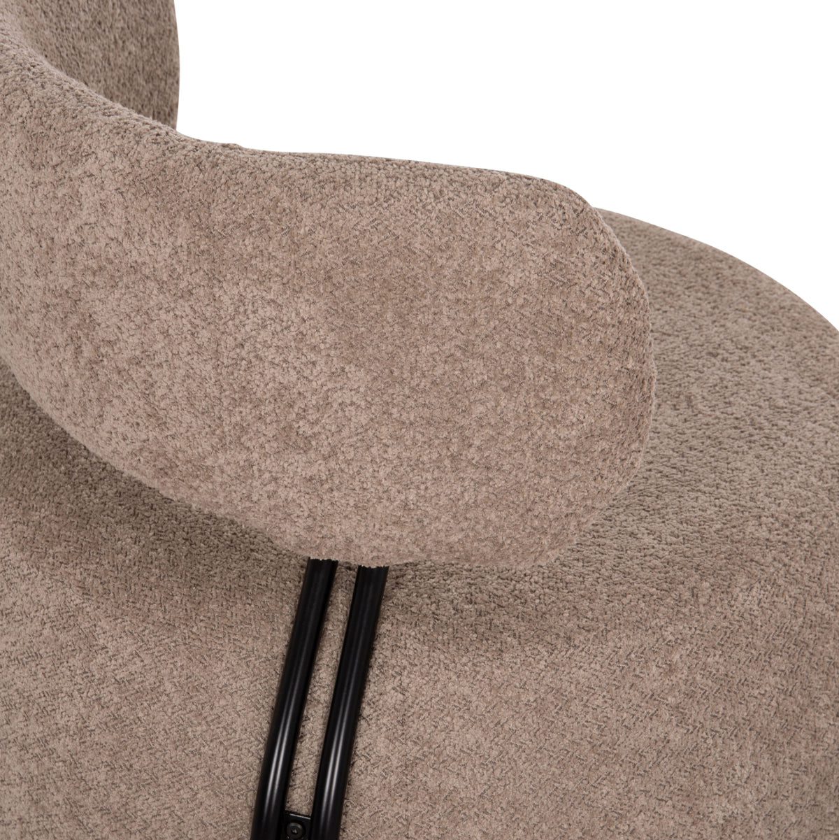 KARSEN ROUND ARMCHAIR DARK BEIGE BOUCLE FABRIC 79x82x74