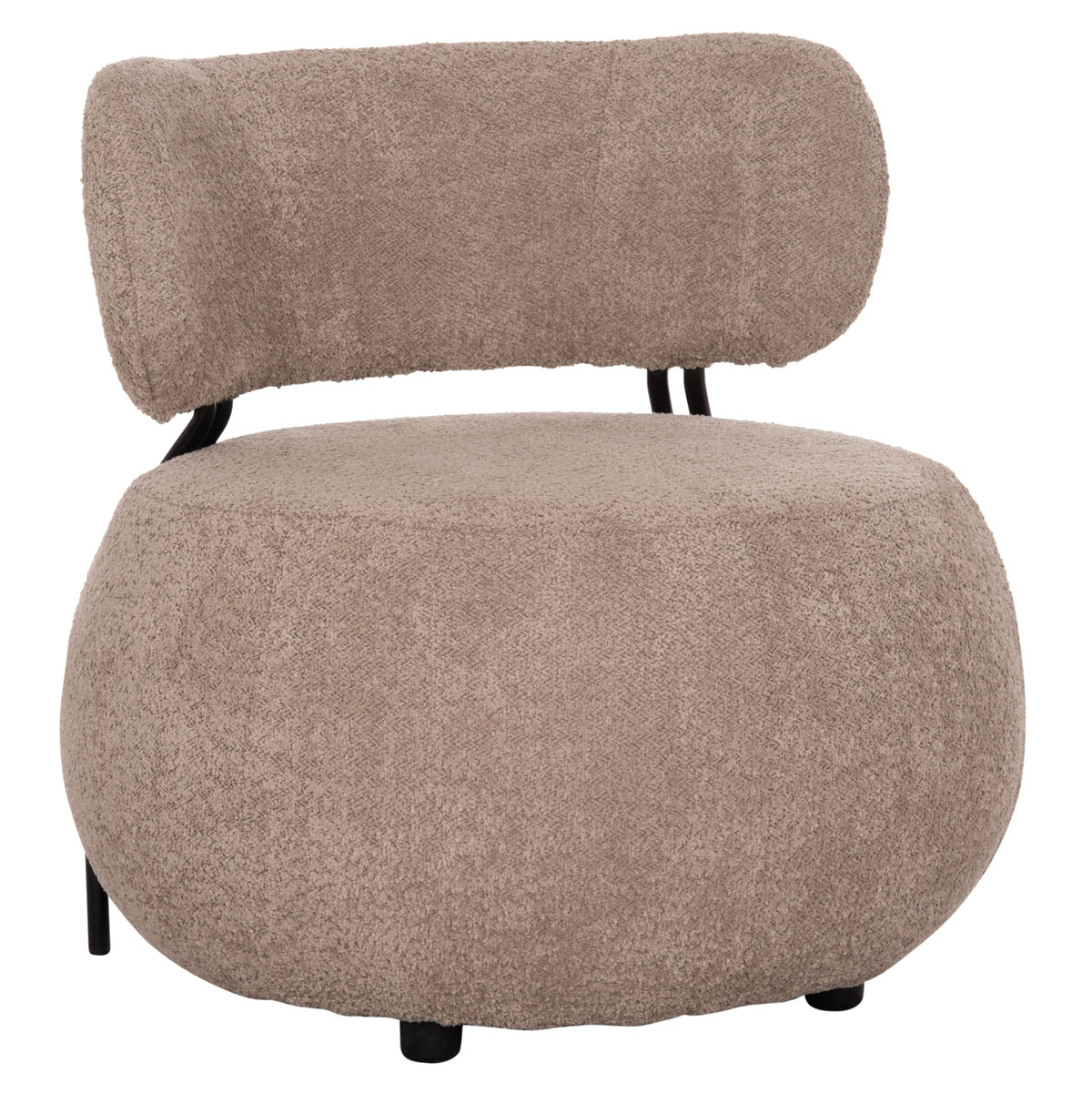 KARSEN ROUND ARMCHAIR DARK BEIGE BOUCLE FABRIC 79x82x74