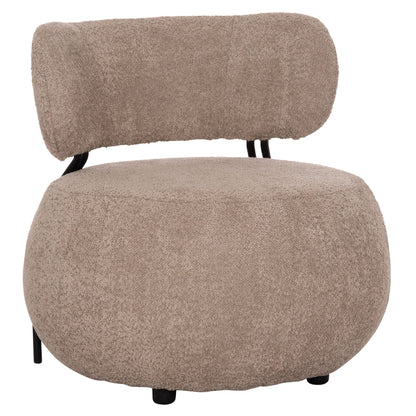 KARSEN ROUND ARMCHAIR DARK BEIGE BOUCLE FABRIC 79x82x74