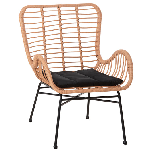 ΠΟΛΥΘΡΟΝΑ ΣΤΥΛ ΜΠΕΡΖΕΡΑΣ ALLEGRA P.E. RATTAN ΜΠΕΖ ΜΑΥΡΟ ΜΕΤΑΛΛΟ 66x59x90