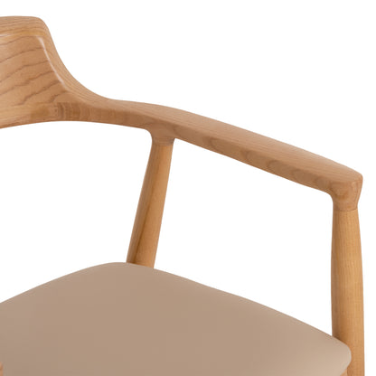 ΠΟΛΥΘΡΟΝΑ ΤΡΑΠΕΖΑΡΙΑΣ TARGA RUBBERWOOD ΦΥΣΙΚΟ & PU ΕΚΡΟΥ 58x54x78
