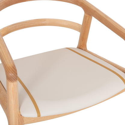 EFFY DINING ARMCHAIR ASH IN OAK FINISH WITH ECRU PU SEAT 60x58x71