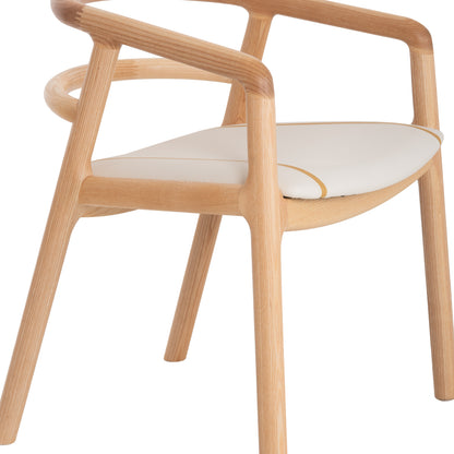 EFFY DINING ARMCHAIR ASH IN OAK FINISH WITH ECRU PU SEAT 60x58x71