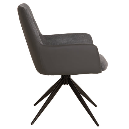 VANTER DINING ARMCHAIR FABRIC & PU GREY METAL LEGS 58x65x84