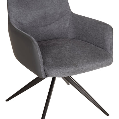 VANTER DINING ARMCHAIR FABRIC & PU GREY METAL LEGS 58x65x84
