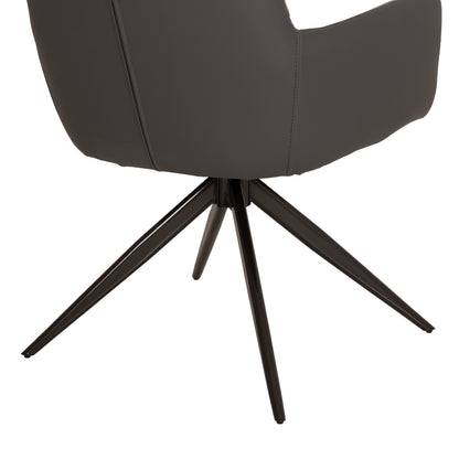 VANTER DINING ARMCHAIR FABRIC & PU GREY METAL LEGS 58x65x84