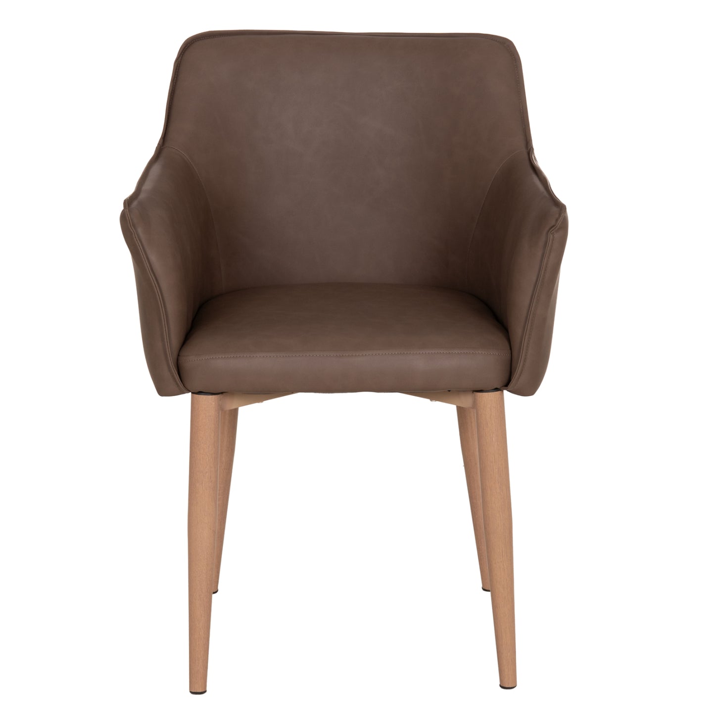DINING ARMCHAIR MELL PU IN SMOKY BROWN WITH METAL LEGS 56x54x76