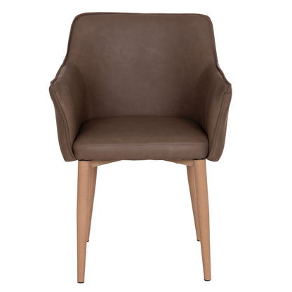 DINING ARMCHAIR MELL PU IN SMOKY BROWN WITH METAL LEGS 56x54x76