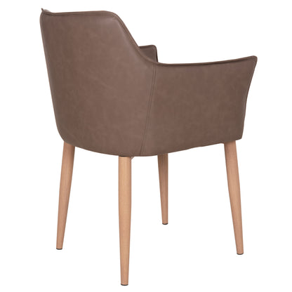 DINING ARMCHAIR MELL PU IN SMOKY BROWN WITH METAL LEGS 56x54x76