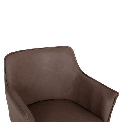 DINING ARMCHAIR MELL PU IN SMOKY BROWN WITH METAL LEGS 56x54x76