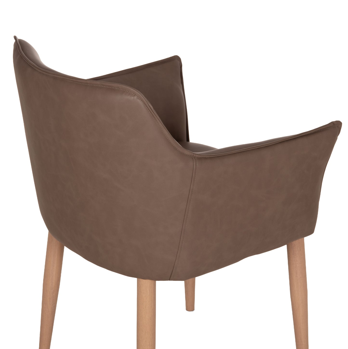 DINING ARMCHAIR MELL PU IN SMOKY BROWN WITH METAL LEGS 56x54x76