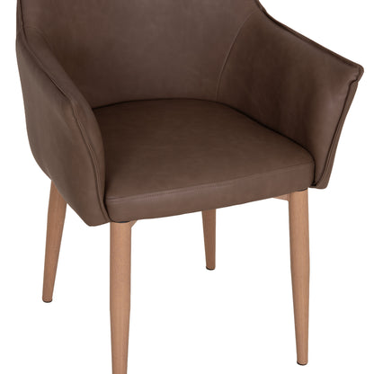 DINING ARMCHAIR MELL PU IN SMOKY BROWN WITH METAL LEGS 56x54x76
