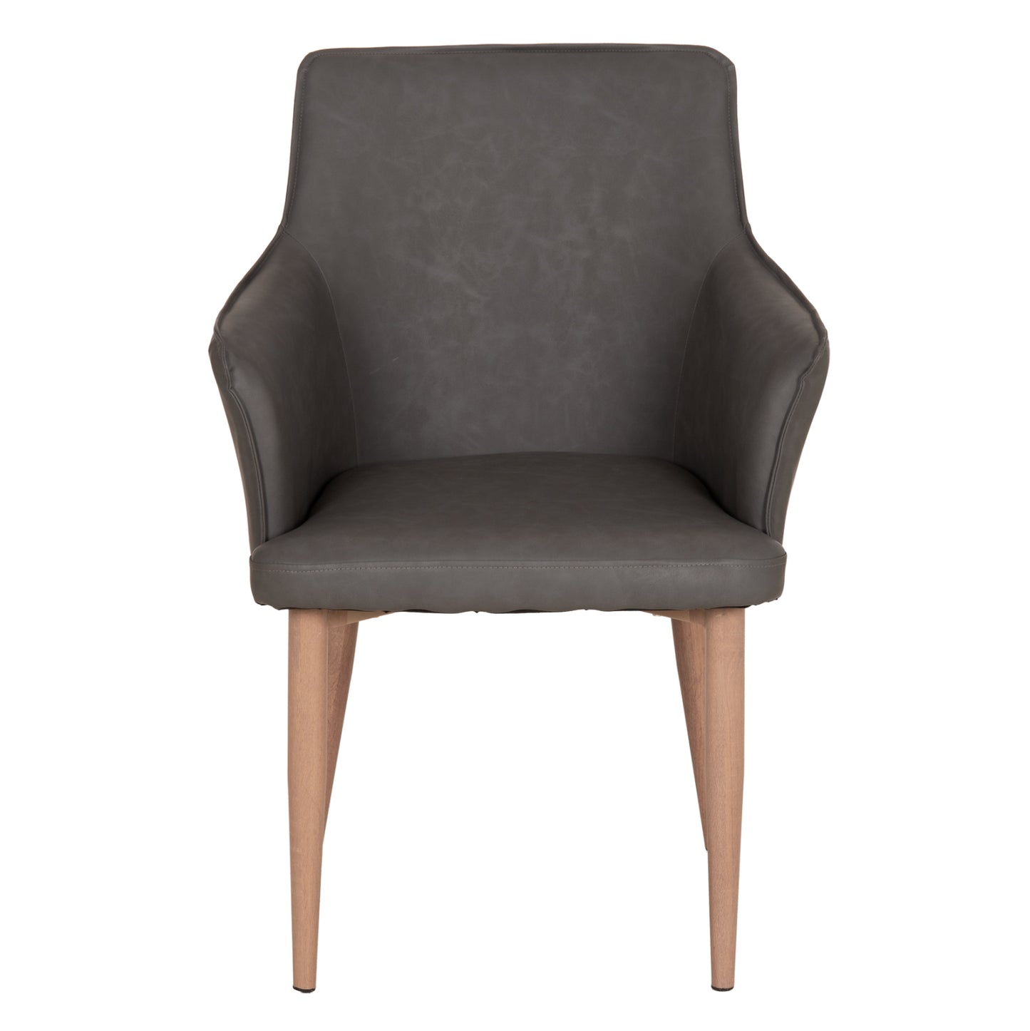 DINING ARMCHAIR MELL PU IN SMOKY GREY METAL LEGS 59x57x85