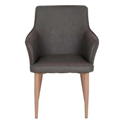 DINING ARMCHAIR MELL PU IN SMOKY GREY METAL LEGS 59x57x85