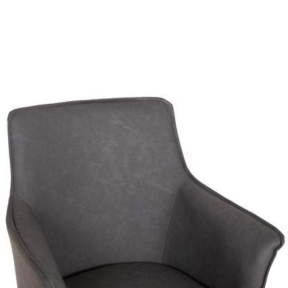 DINING ARMCHAIR MELL PU IN SMOKY GREY METAL LEGS 59x57x85