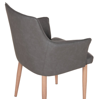 DINING ARMCHAIR MELL PU IN SMOKY GREY METAL LEGS 59x57x85