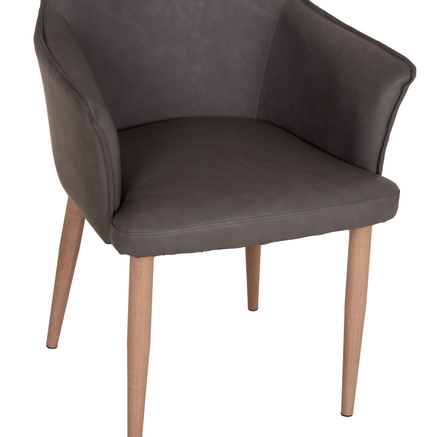 DINING ARMCHAIR MELL PU IN SMOKY GREY METAL LEGS 59x57x85