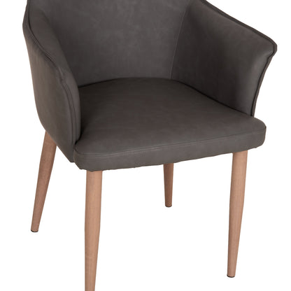 DINING ARMCHAIR MELL PU IN SMOKY GREY METAL LEGS 59x57x85