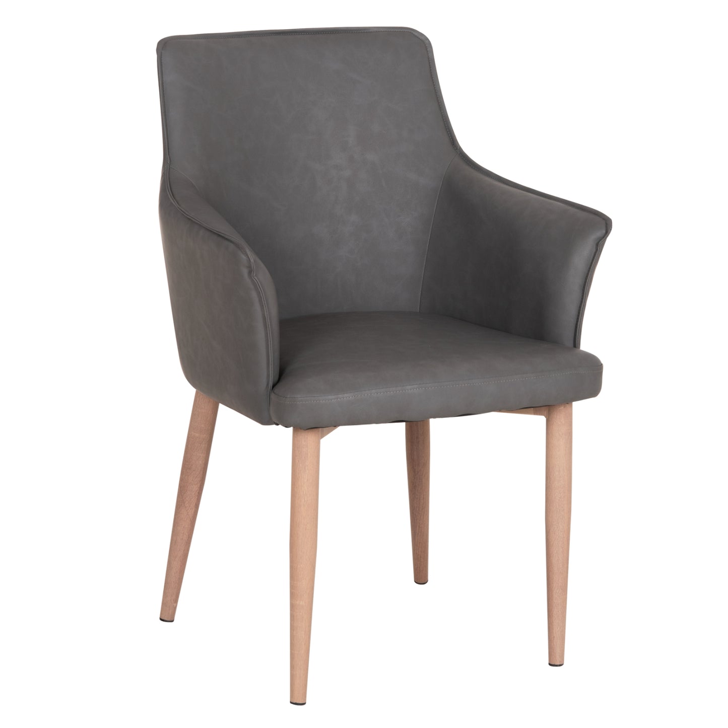 DINING ARMCHAIR MELL PU IN SMOKY GREY METAL LEGS 59x57x85