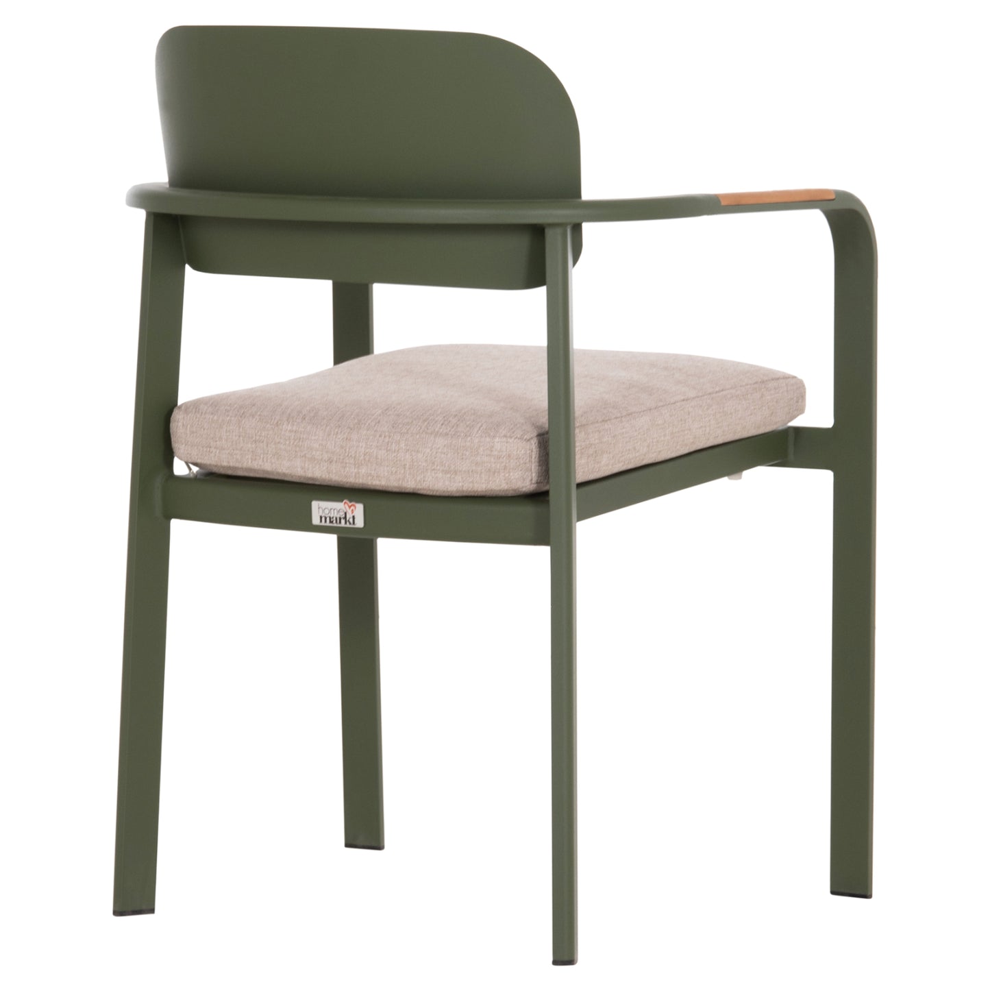 ELARA DINING ARMCHAIR GREEN ALUMINUM BEIGE OLEFIN TEAK 56x62x78