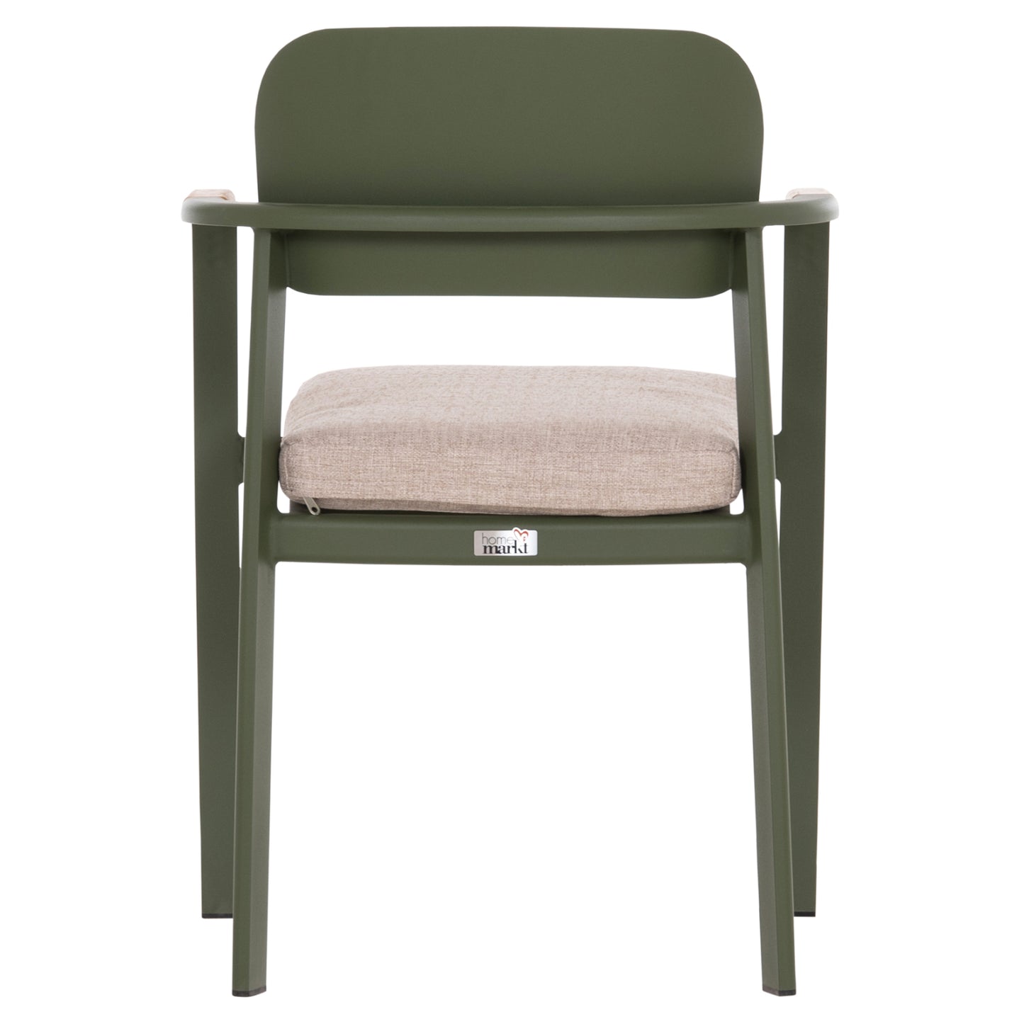 ELARA DINING ARMCHAIR GREEN ALUMINUM BEIGE OLEFIN TEAK 56x62x78