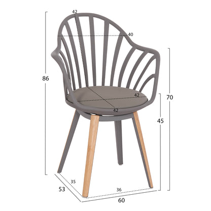 ANAIS DINING CHAIR GREY WITH WOODEN LEGS 60x53x86