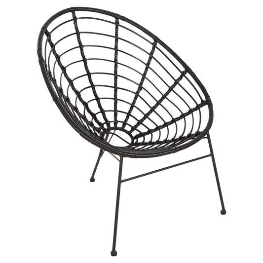 ΠΟΛΥΘΡΟΝΑ ΤΥΠΟΥ ΦΩΛΙΑ ΜΕΤΑΛΛΙΚΗ ALLEGRA ΜΕ WICKER ΜΑΥΡΟ 73x78x88