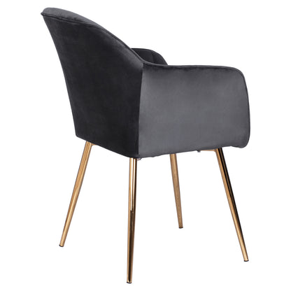 SAWYER VELVET ARMCHAIR GREY WITH GOLD LEGS 55x60x83