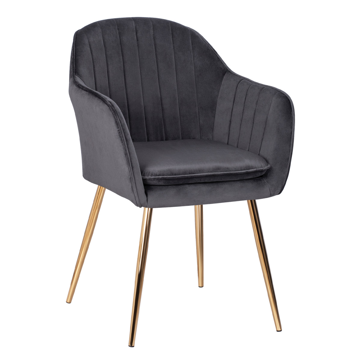 SAWYER VELVET ARMCHAIR GREY WITH GOLD LEGS 55x60x83