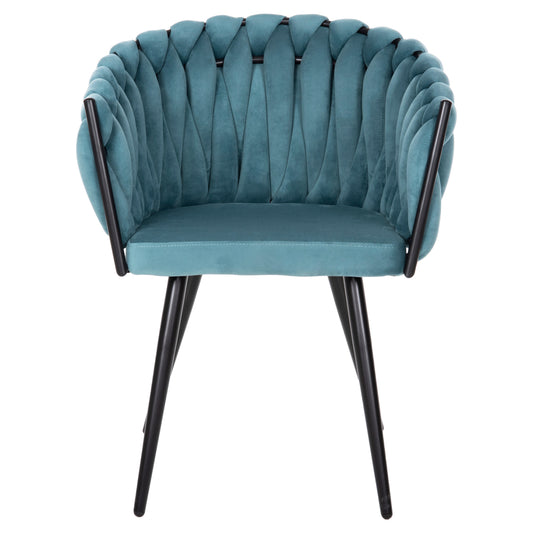 LUANDA ARMCHAIR TURQUOISE VELVET BLACK METAL LEGS 62x54x79