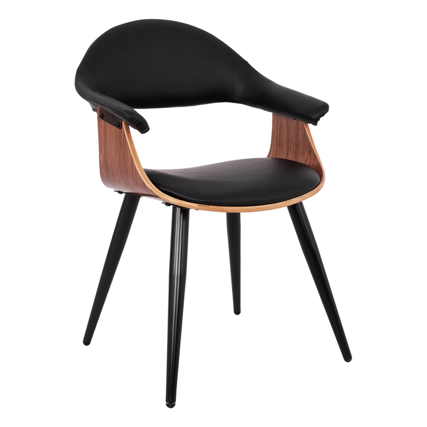 SUPERIOR PRO WALNUT BLACK PU ARMCHAIR 55x50x78