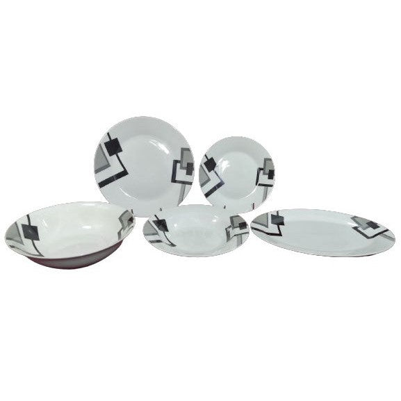 Σερβίτσιο Φαγητού Πορσελάνης 20 Τεμαχίων Λευκό με Γεωμετρικά Σχέδια