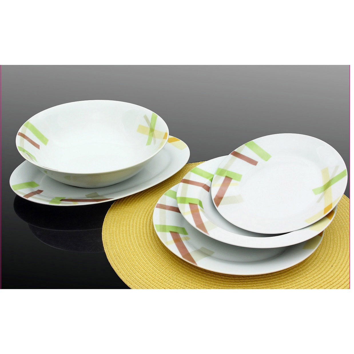 Σερβίτσιο Φαγητού Πορσελάνης 20 Τεμαχίων Λευκό με Γεωμετρικά Σχέδια