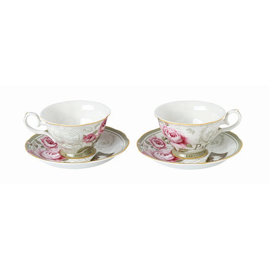 Σετ Φλυτζάνια Τσαγιού Πορσελάνης 2 Τεμ Floral Paris Roses